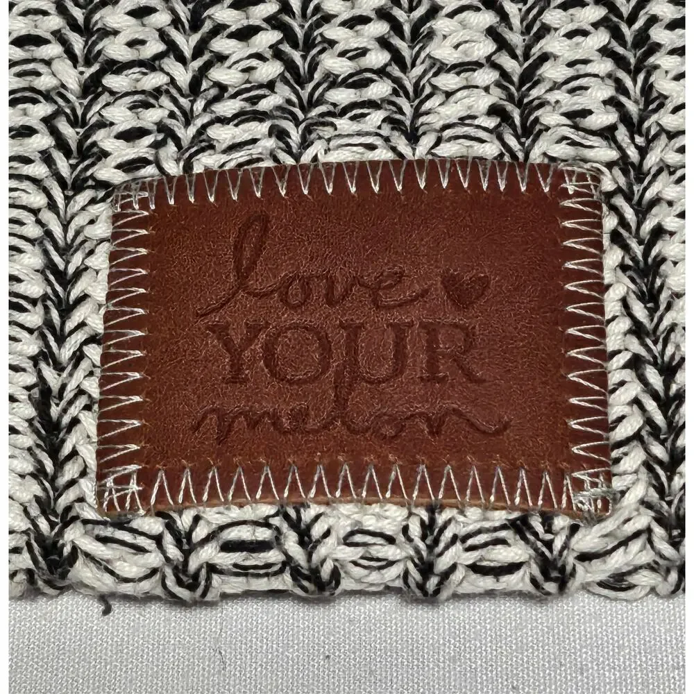 LOVE YOUR MELON BLACK & WHITE KNIT BEANIE 100% COTTON ONE SIZE –  CHARITY BRAND